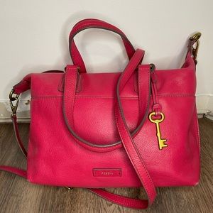 Bright pink leather Fossil satchel